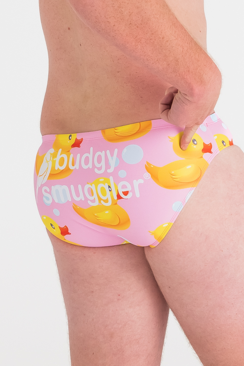 Pink rubber sales ducky swim trunks