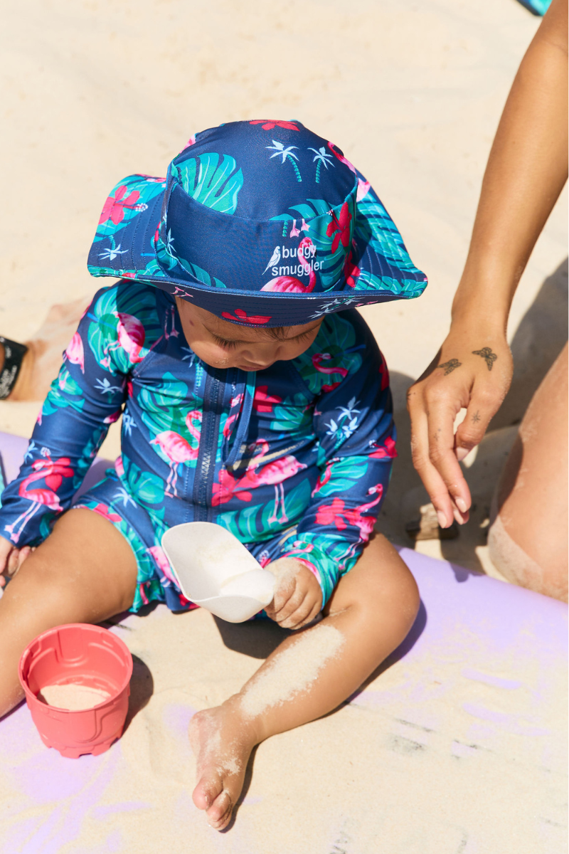 Kids Swim Hat in Flamingos UPF 50