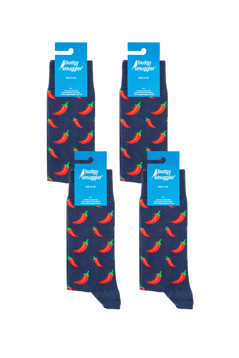 4 Pack Bundle of Budgy Socks in Chilli Willies