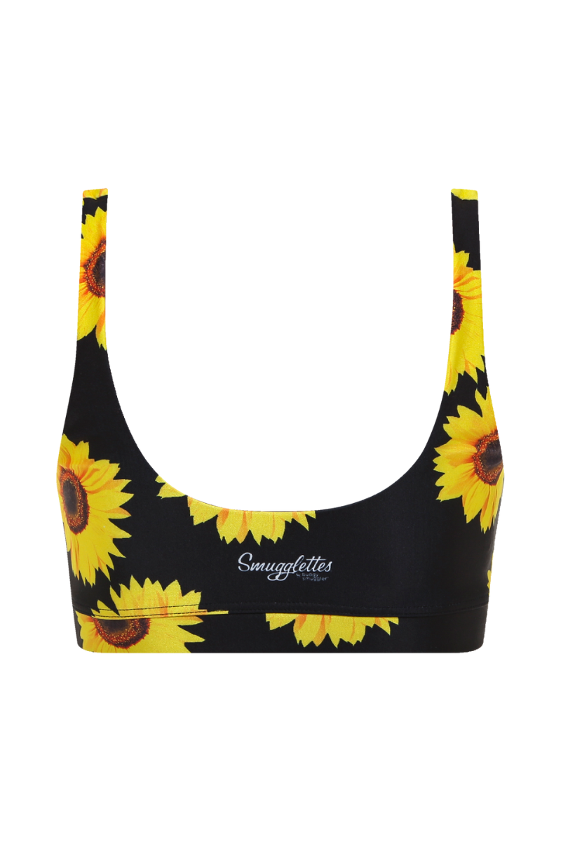 Palm Beach Top in Black Sunflowers