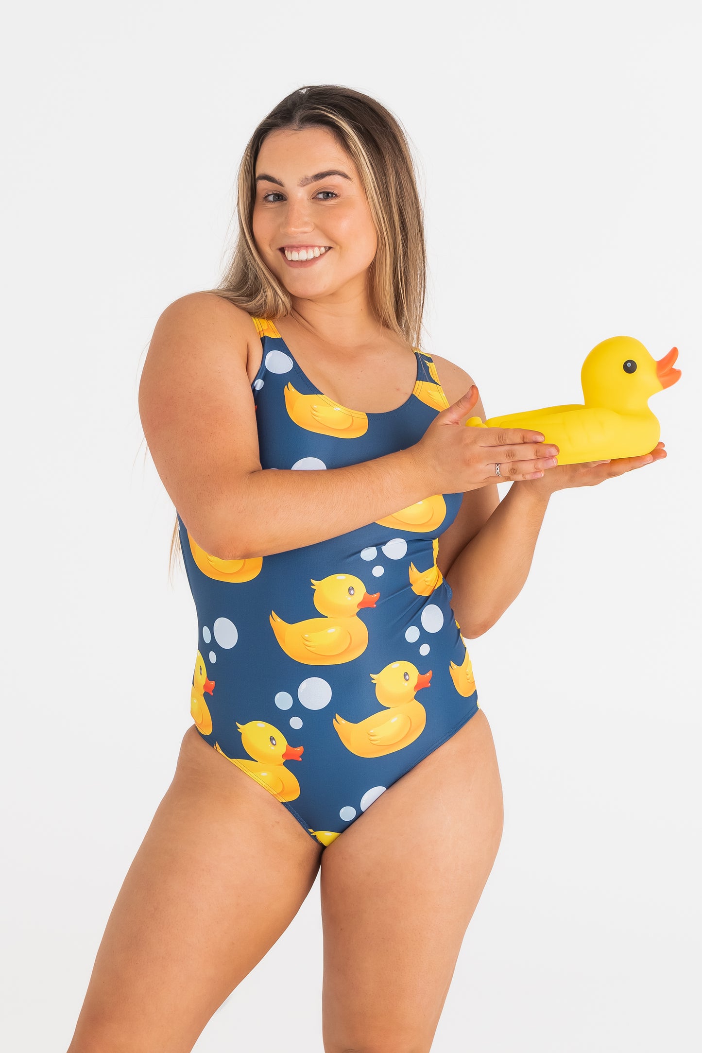 Thick Strap Racer in Navy Rubber Duck