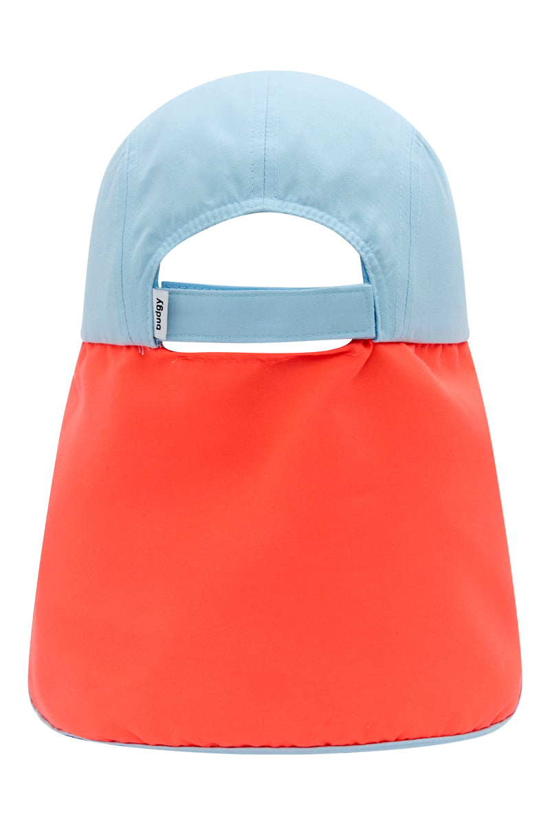 Flap hat in Orange and Blue