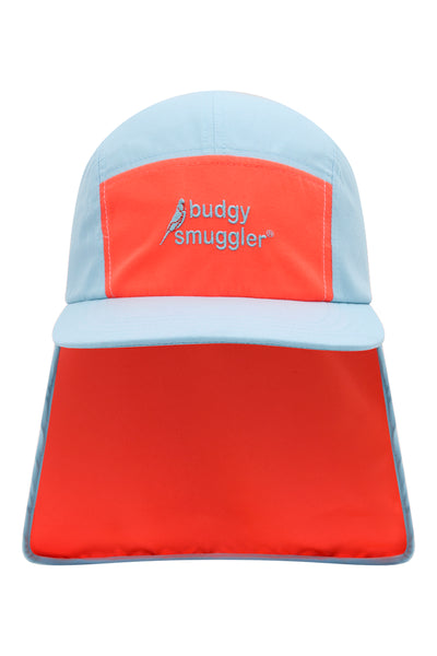 Flap hat in Orange and Blue