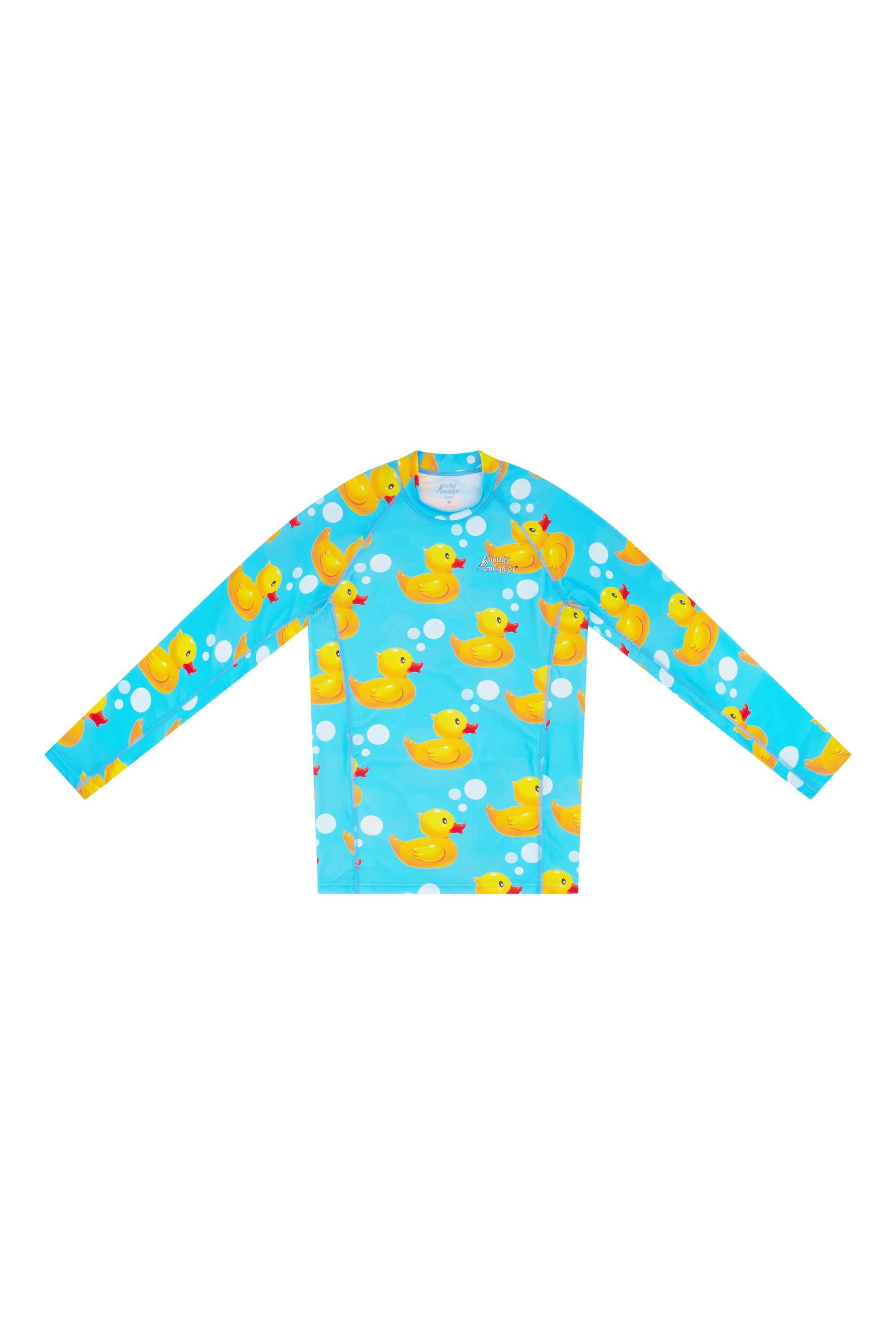 Rubber Ducks kids long sleeve rash vest, front view
