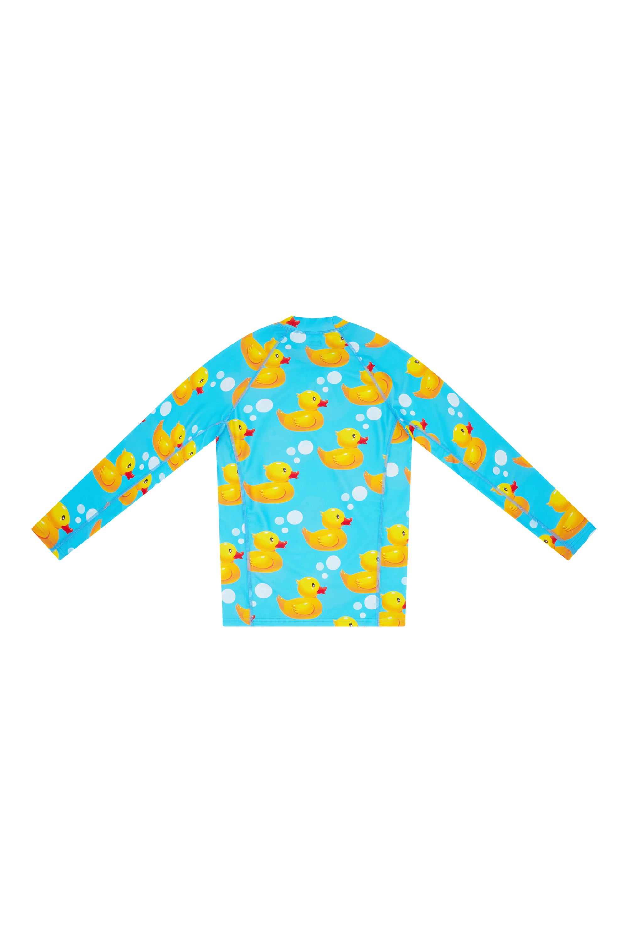 Rubber Ducks kids long sleeve rash vest, back view