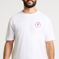 White Tee with Brookvale Pink