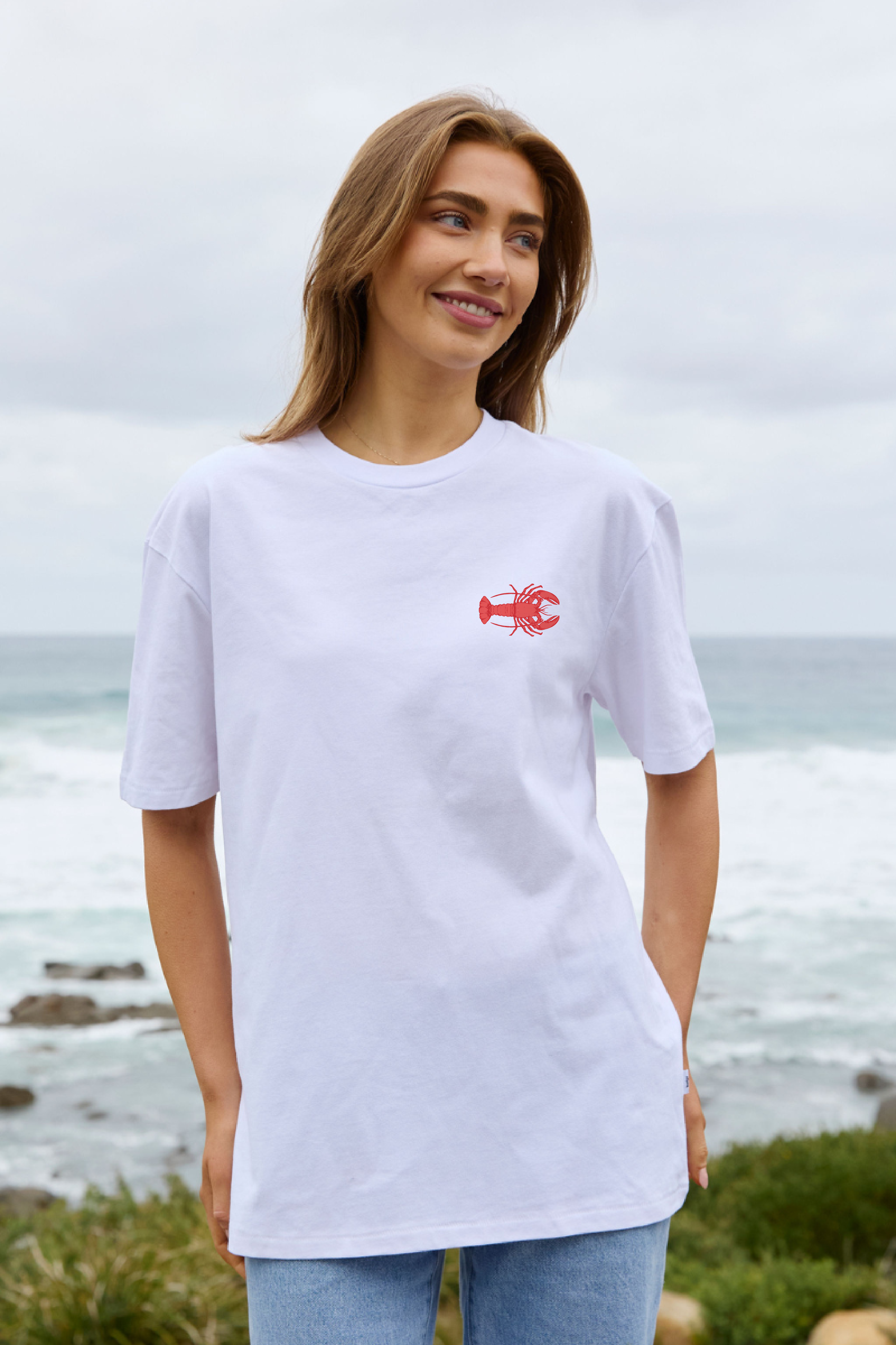 White Tee with Lobster