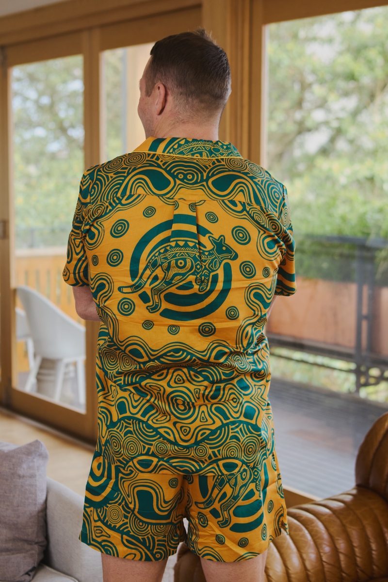 Adults Pyjama Set in Indigenous Wallabies