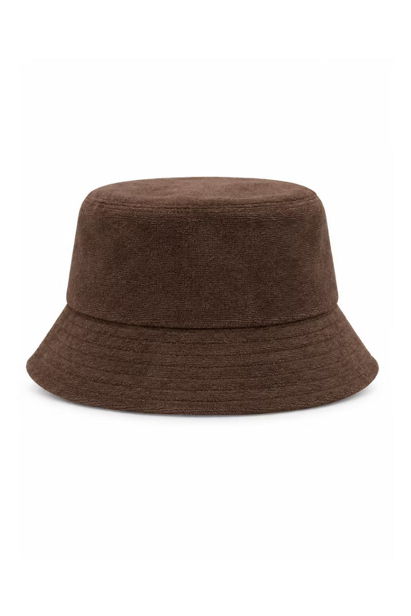 Bucket Hat in Brown Terry Towelling