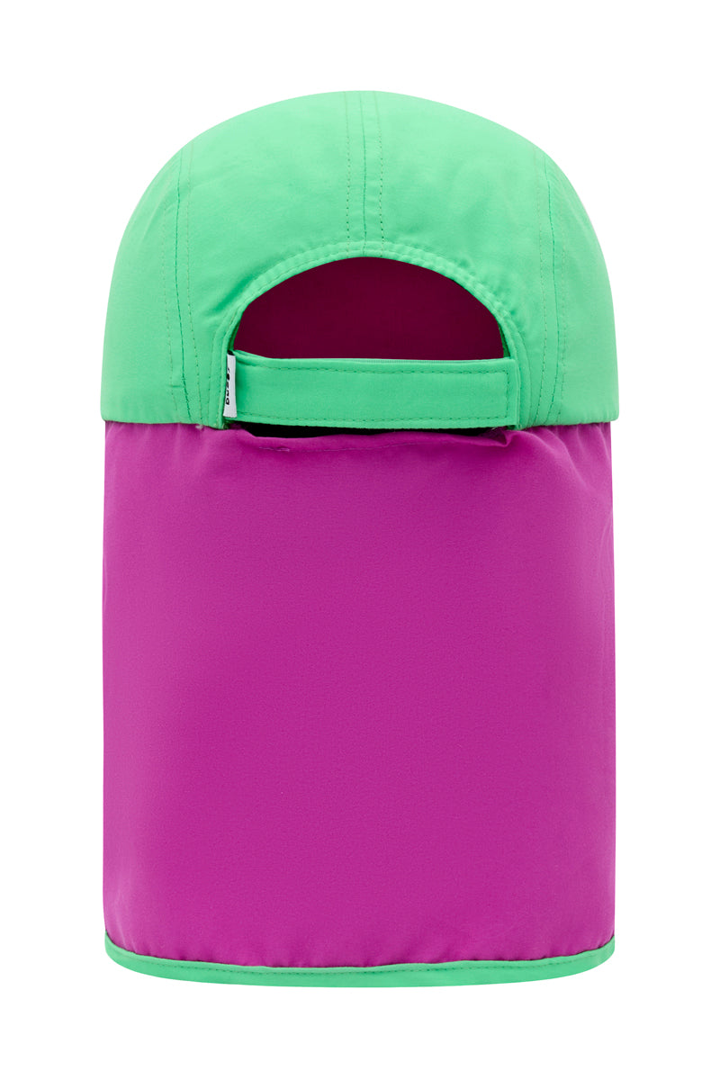 Flap hat in Purple and Green