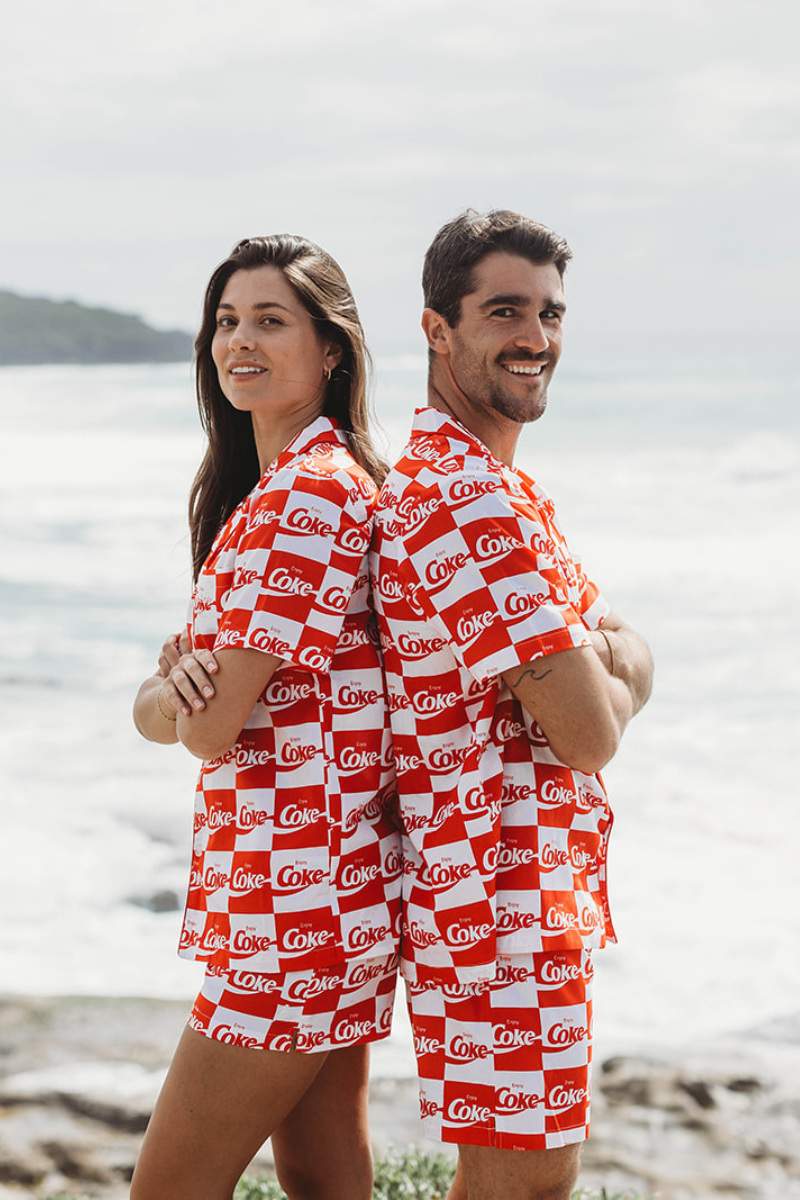 Adults Pyjama Set in Coke Squares