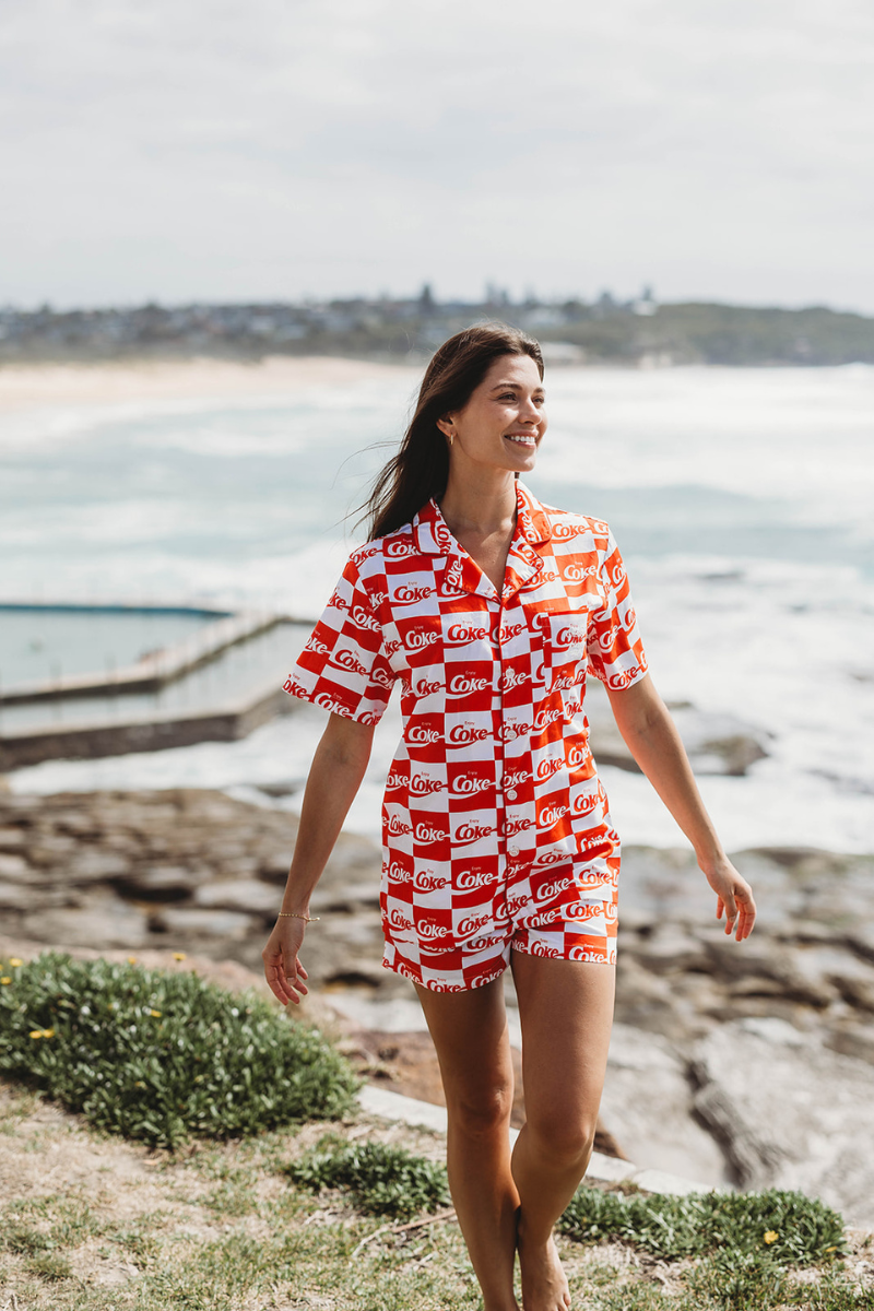 Adults Pyjama Set in Coke Squares