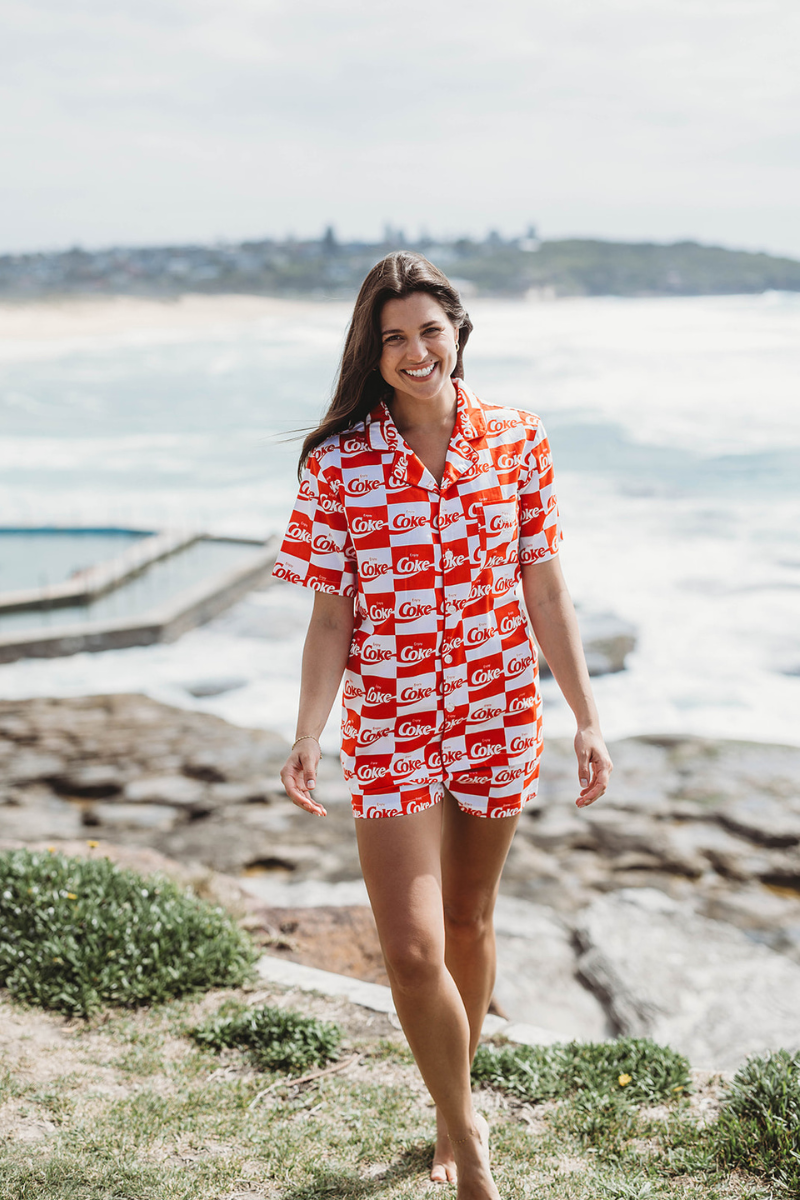 Adults Pyjama Set in Coke Squares