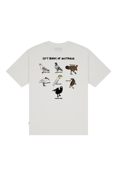 Lightweight White Tee with Birds Of Australia