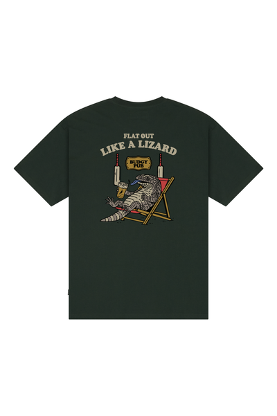 Lightweight Green Tee with Flat out like a Lizard Drinking