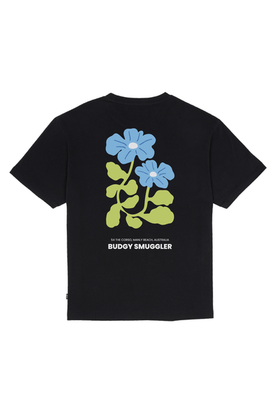 Lightweight Black Tee with Flowers