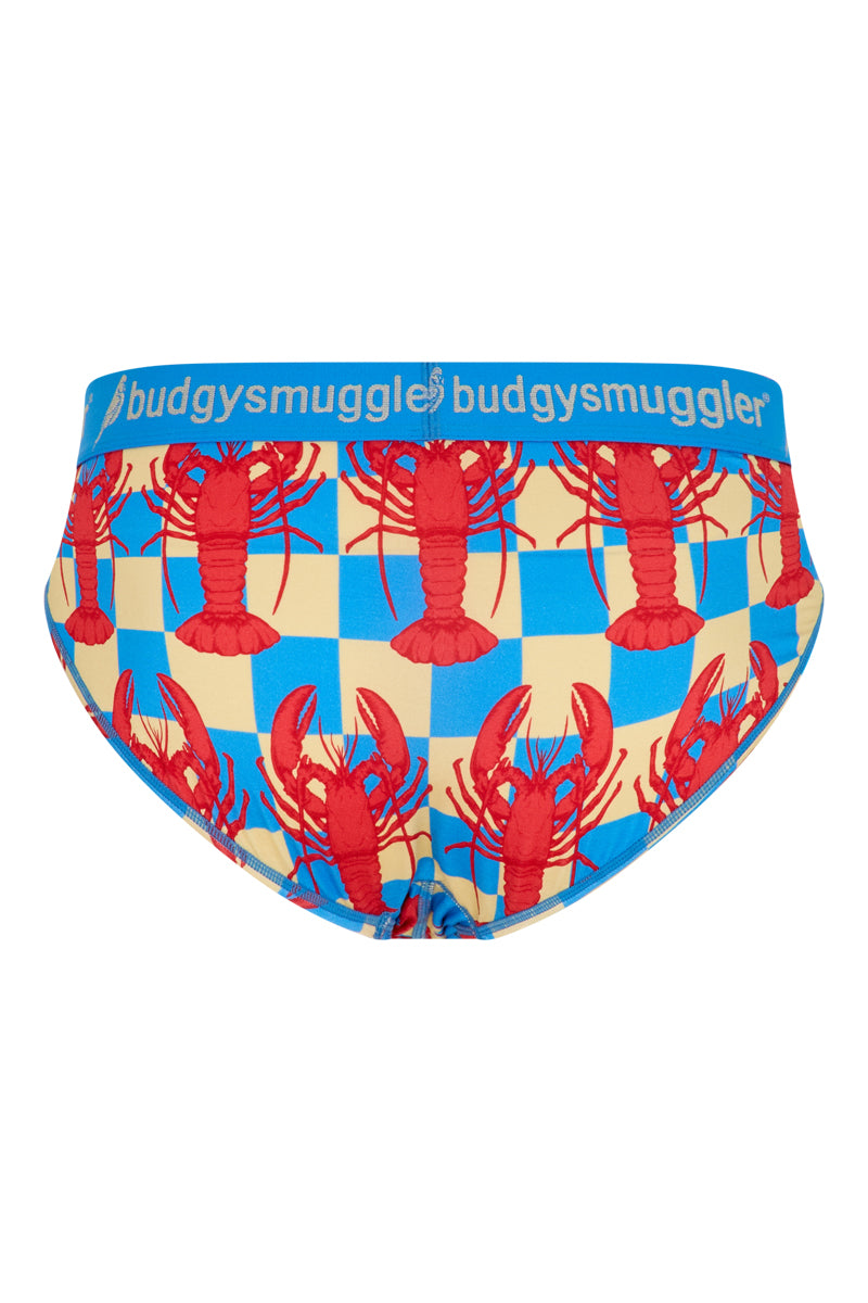 Budgy Smuggler men's underwear with lobster pattern on a white background