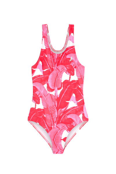 Girls One Piece in McGrath Foundation Pink Palms