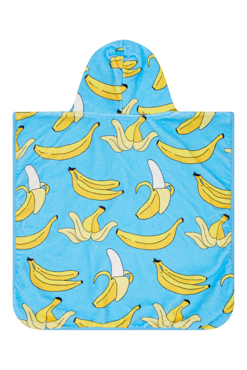 Kids Hooded Towel in Blue Bananas