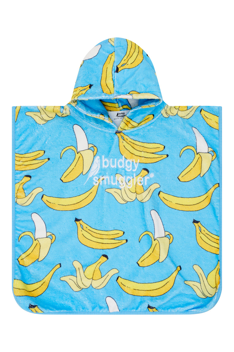 Kids Hooded Towel in Blue Bananas