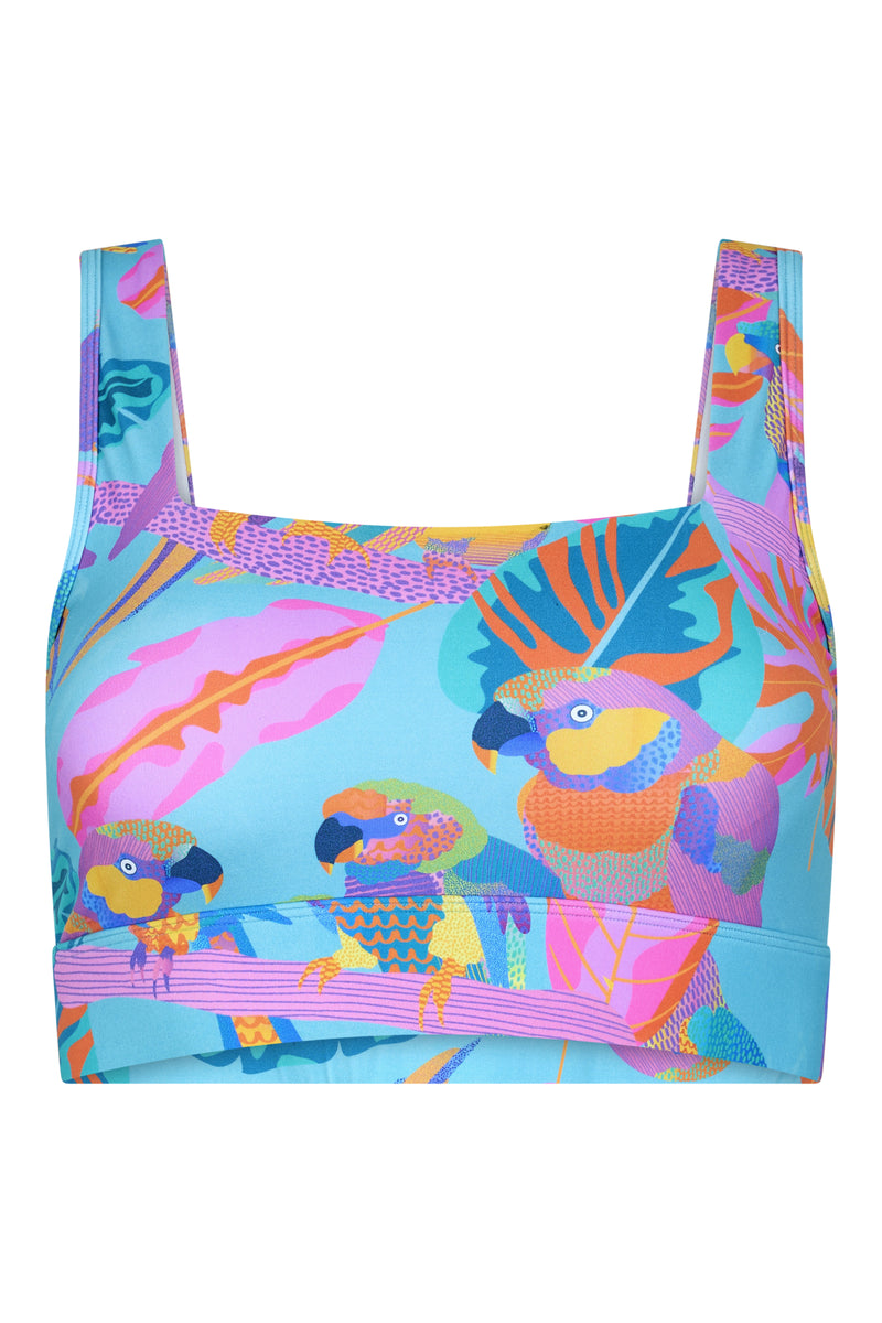 Bug Top Bra Techno Parrots Women's Sports Bra | Budgy Smuggler Australia