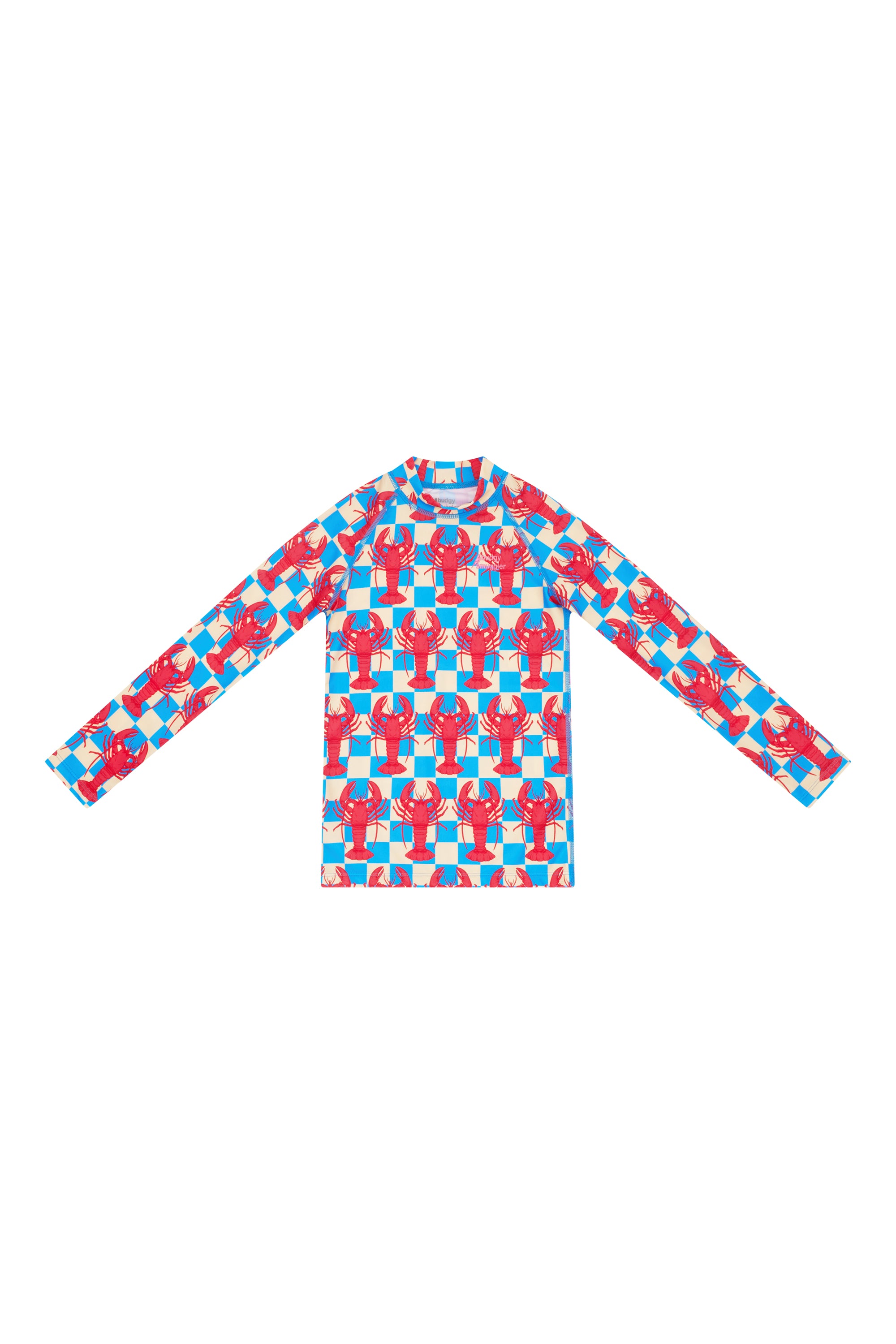 Lobstars kids long sleeve rash vest, front view