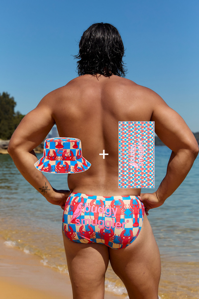 Mens Swim, Towel and Bucket Hat Bundle in LobStars