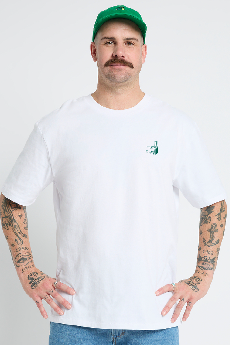 White Tee with Cricket Wickets