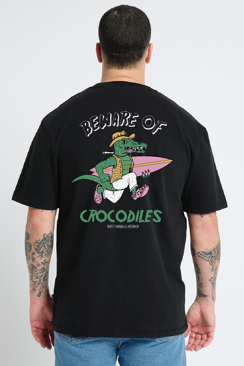 Black Tee with Crocodile