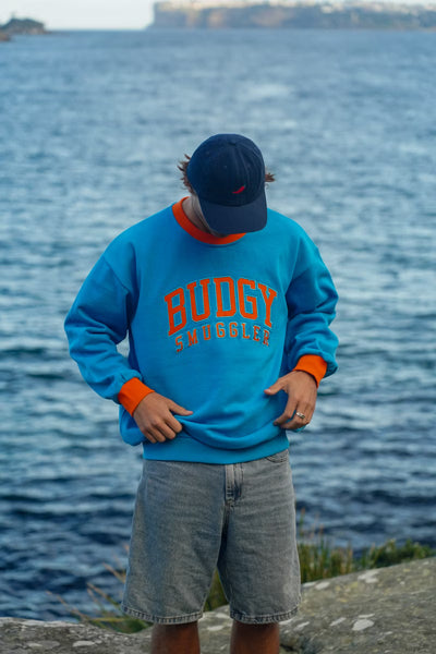 Crew Neck in Blue Orange Logo