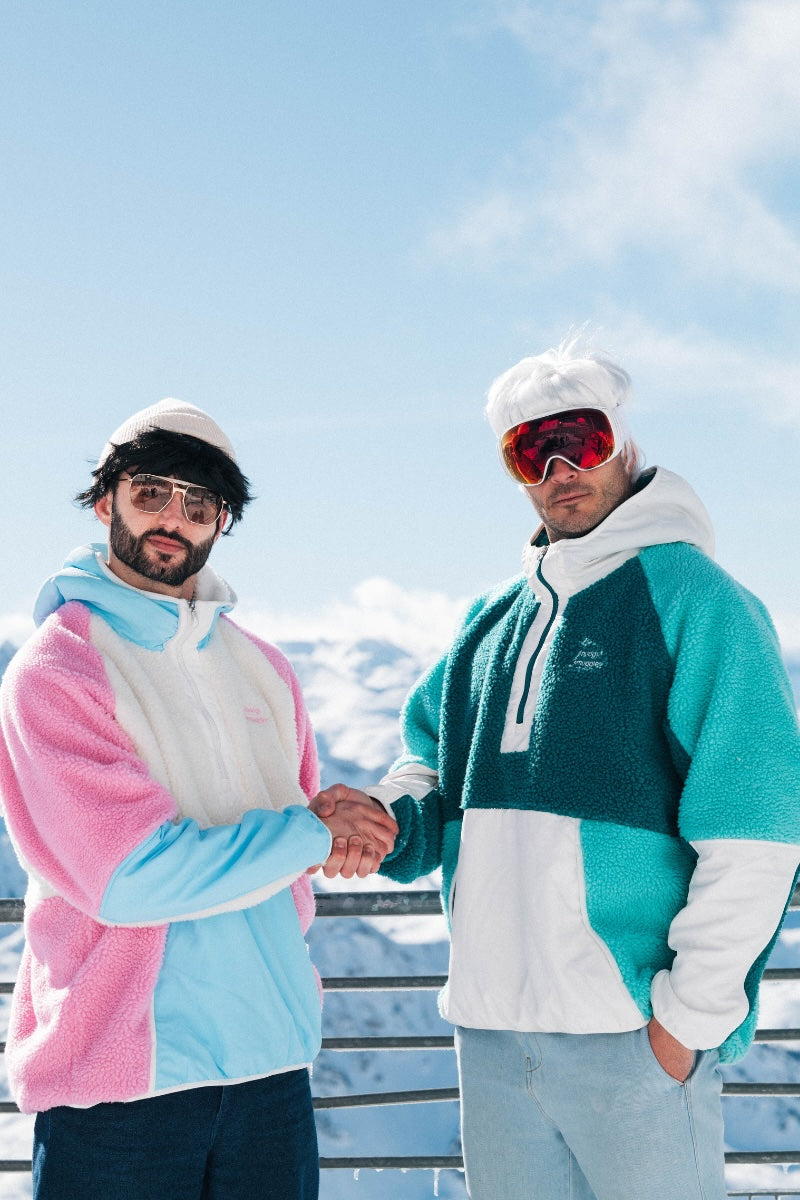 Retro Polar Fleece in Salt and Sea Foam