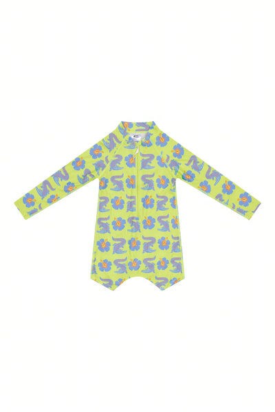 Long Sleeve Kids Onesie in Trop a Croc UPF 50+