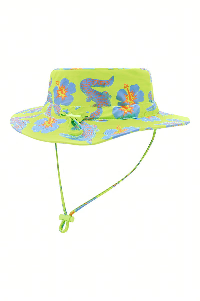 Back of the Trop a Croc kids UPF 50+ swim hat with toggle chin strap