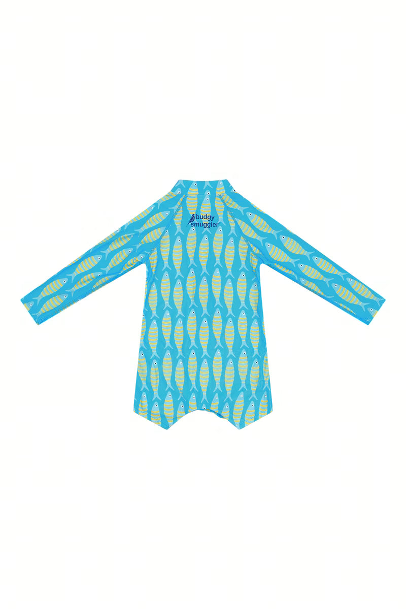 Back of the Sardines long sleeve kids UPF 50+ swim onesie