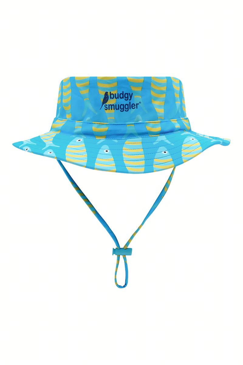 Sardines fish print kids swim hat front view