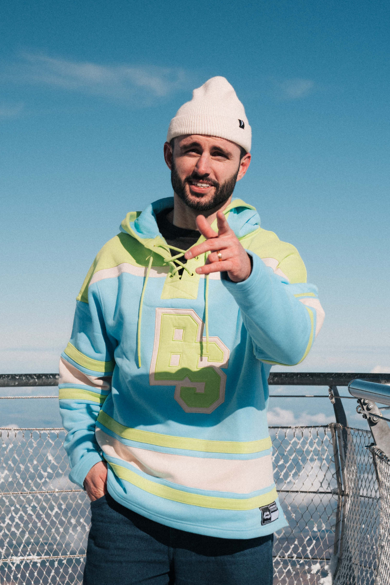 Lacer Hoodie in Light Blue and Green