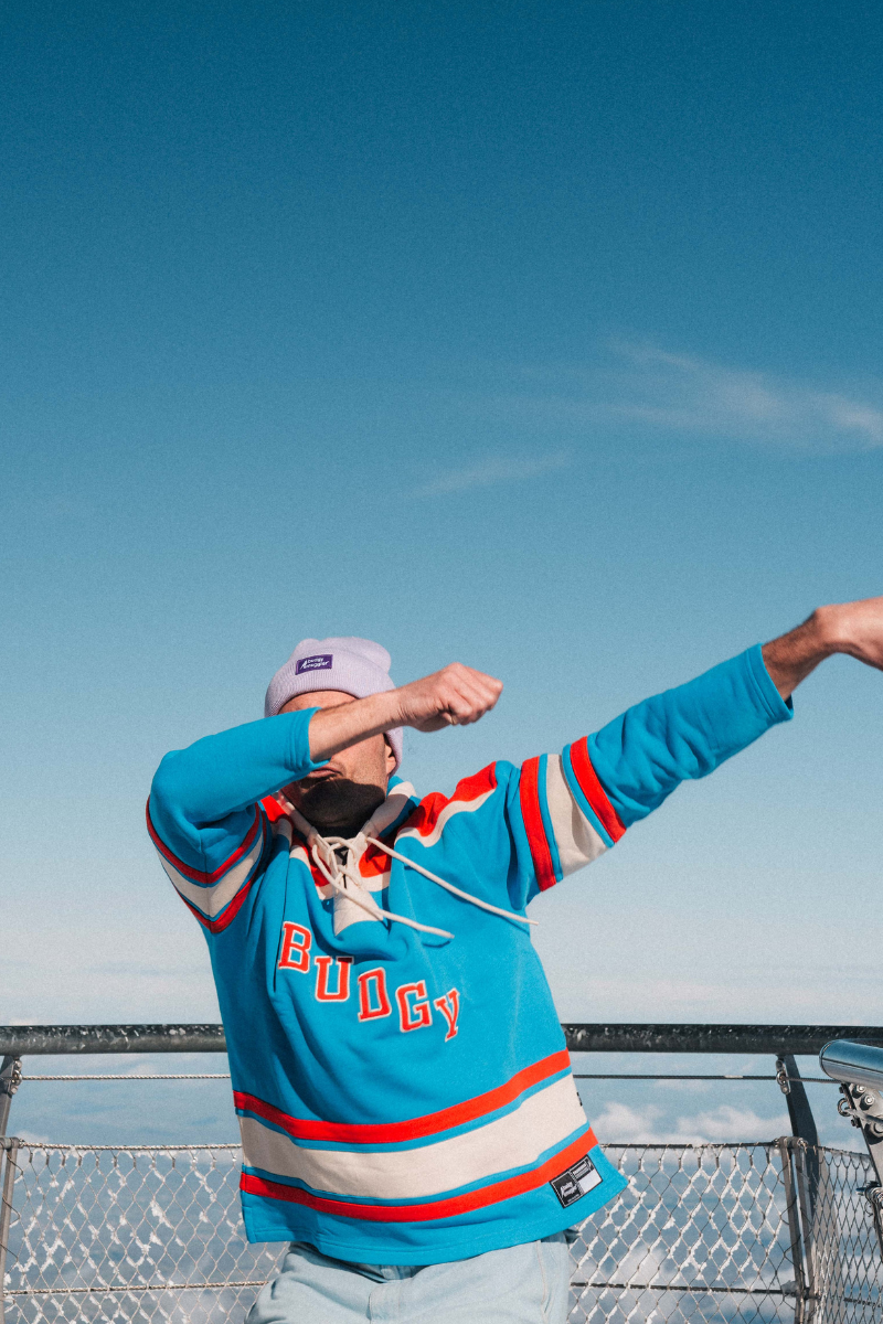 Lacer Hoodie in Blue and Red