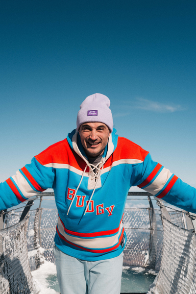 Lacer Hoodie in Blue and Red