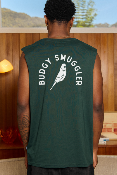 Green Singlet with Budgy Arch logo