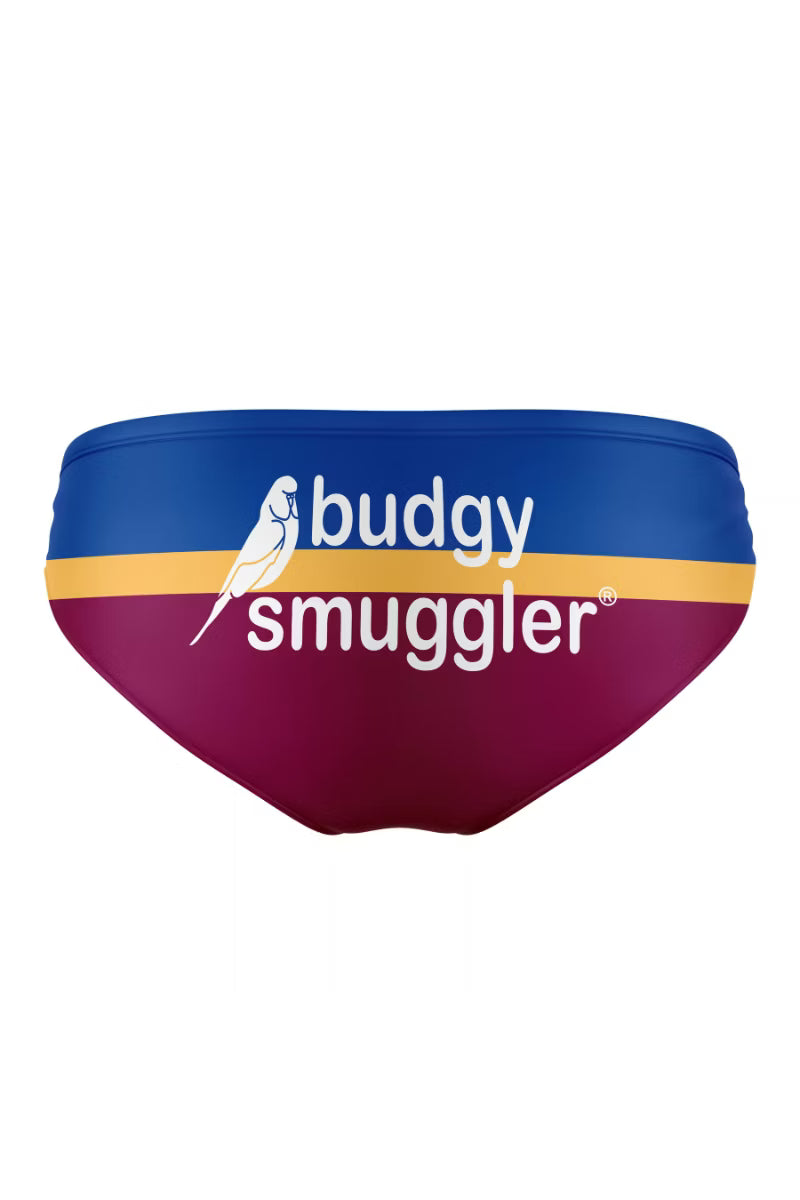 red and blue swim briefs on white background 