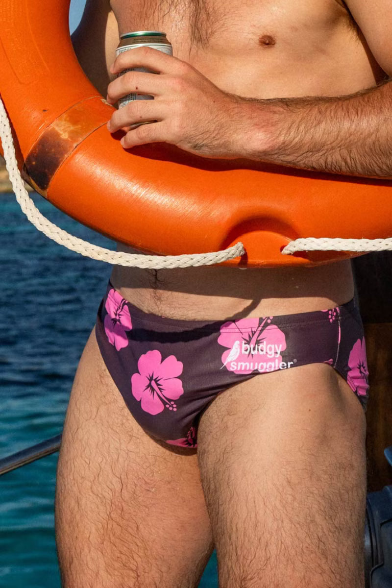 Mens Budgy Smugglers in pink and brown 