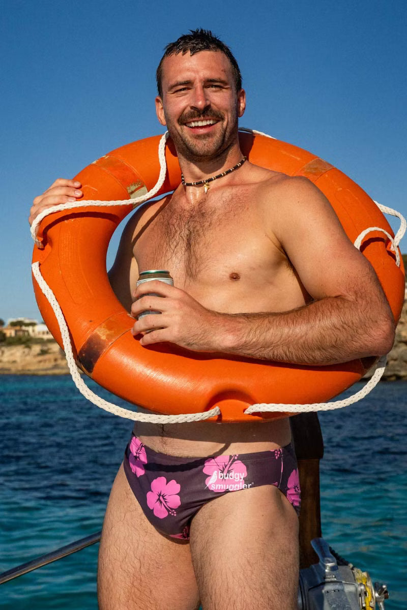 Mens Budgy Smugglers in pink and brown 