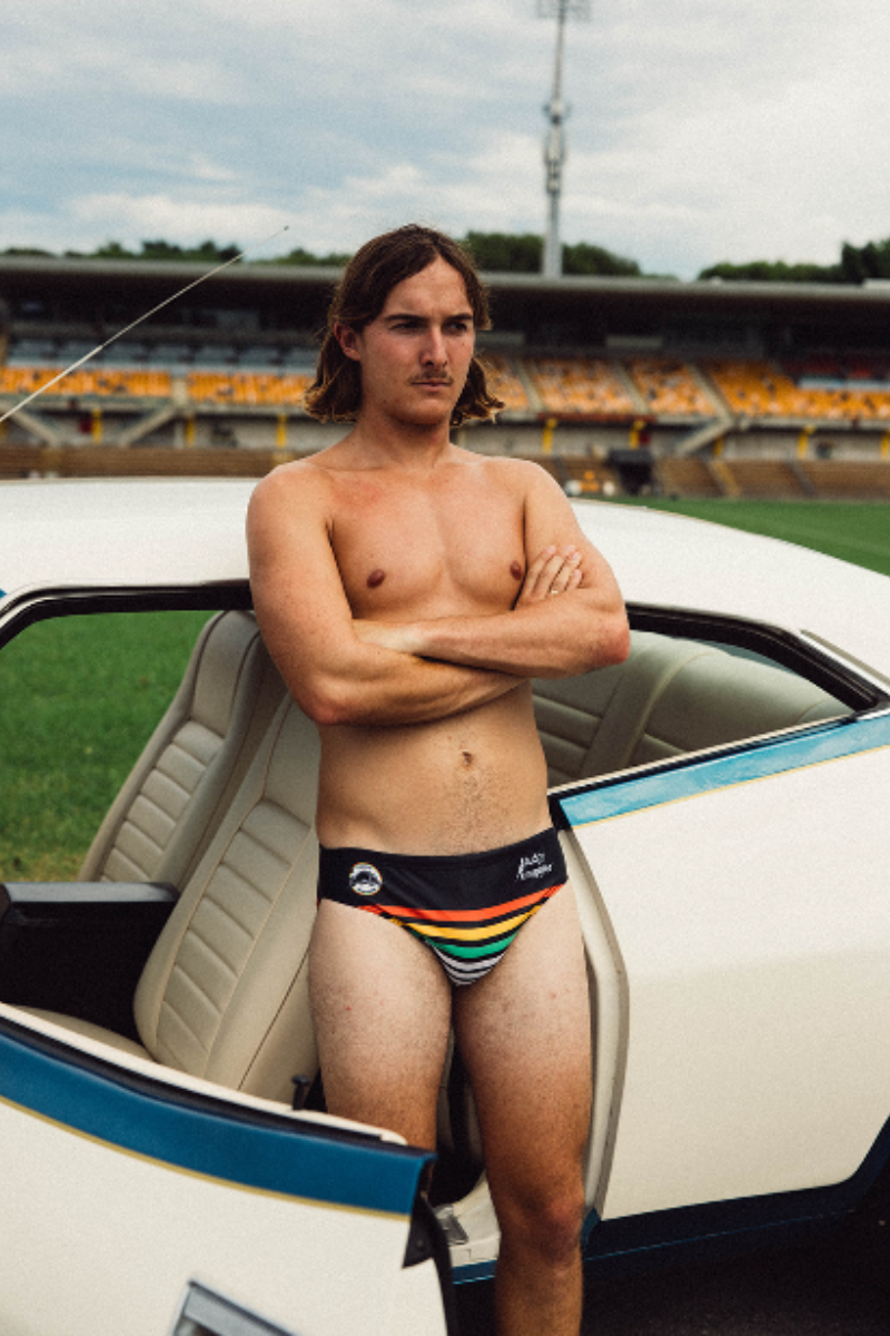 MENS SWIMMING BRIEFS PENRITH PANTHERS RETRO JERSEY DESIGN