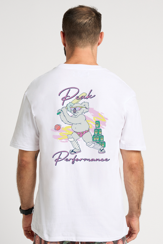 White Tee with Peak Performance