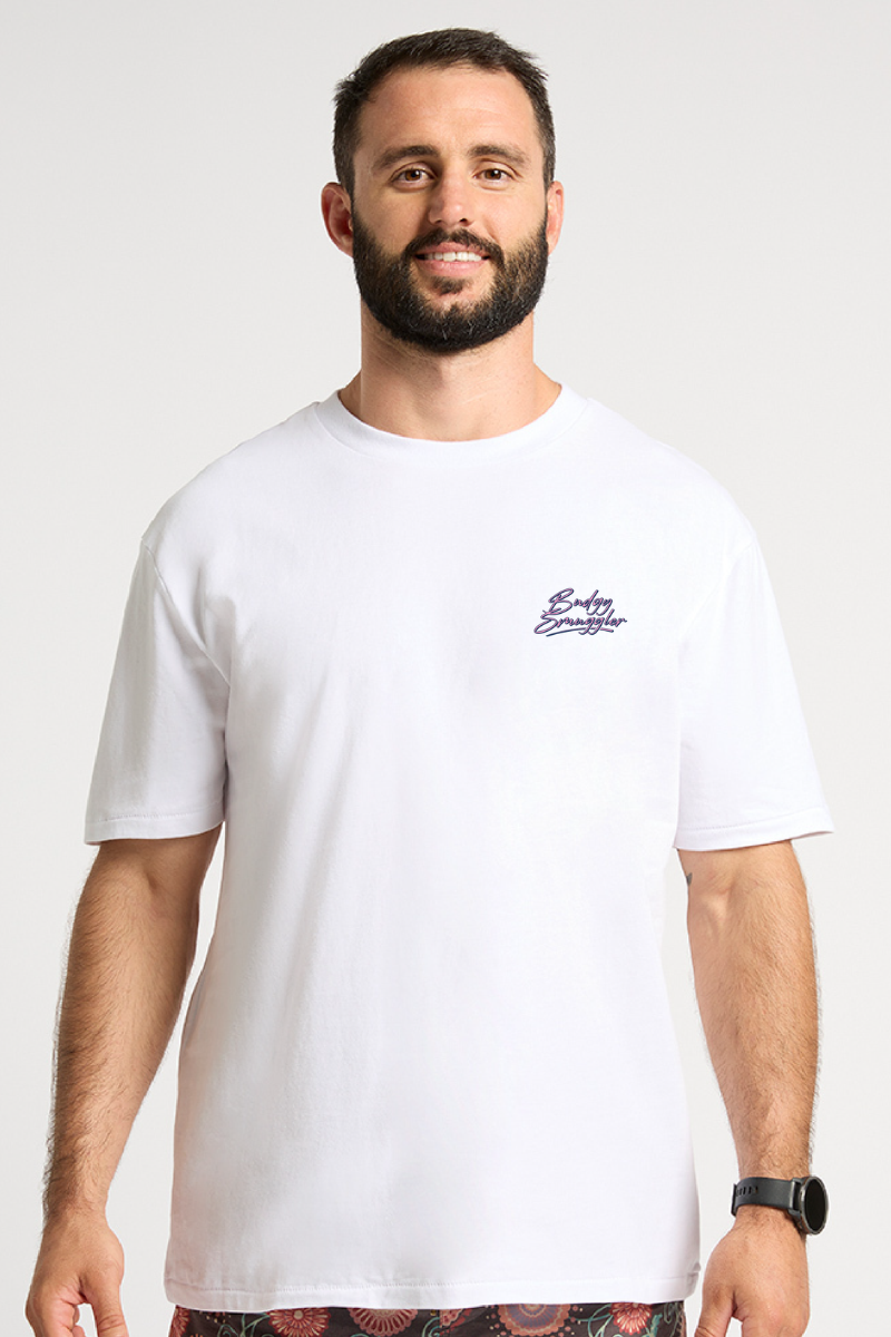 White Tee with Peak Performance