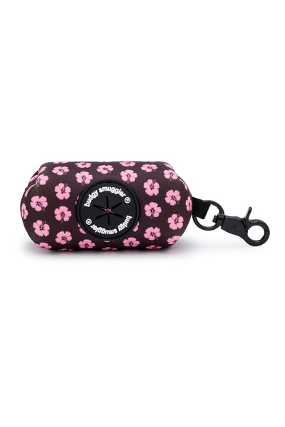 Pet Poop Bag in Brown and Pink Hibiscus