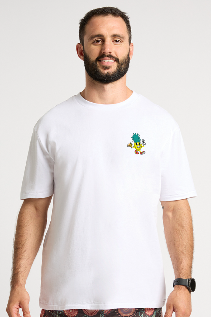 White Tee with Pro-Pineapple Crew