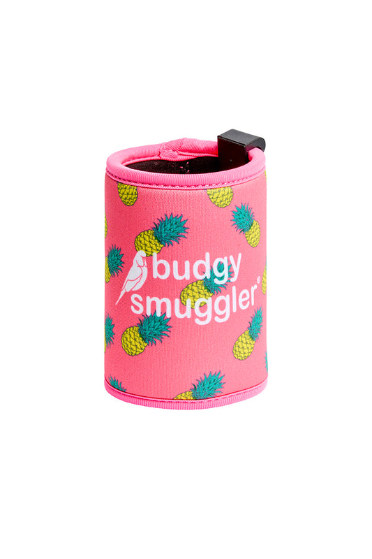 Stubby Holder in Pink Pineapples with Clip