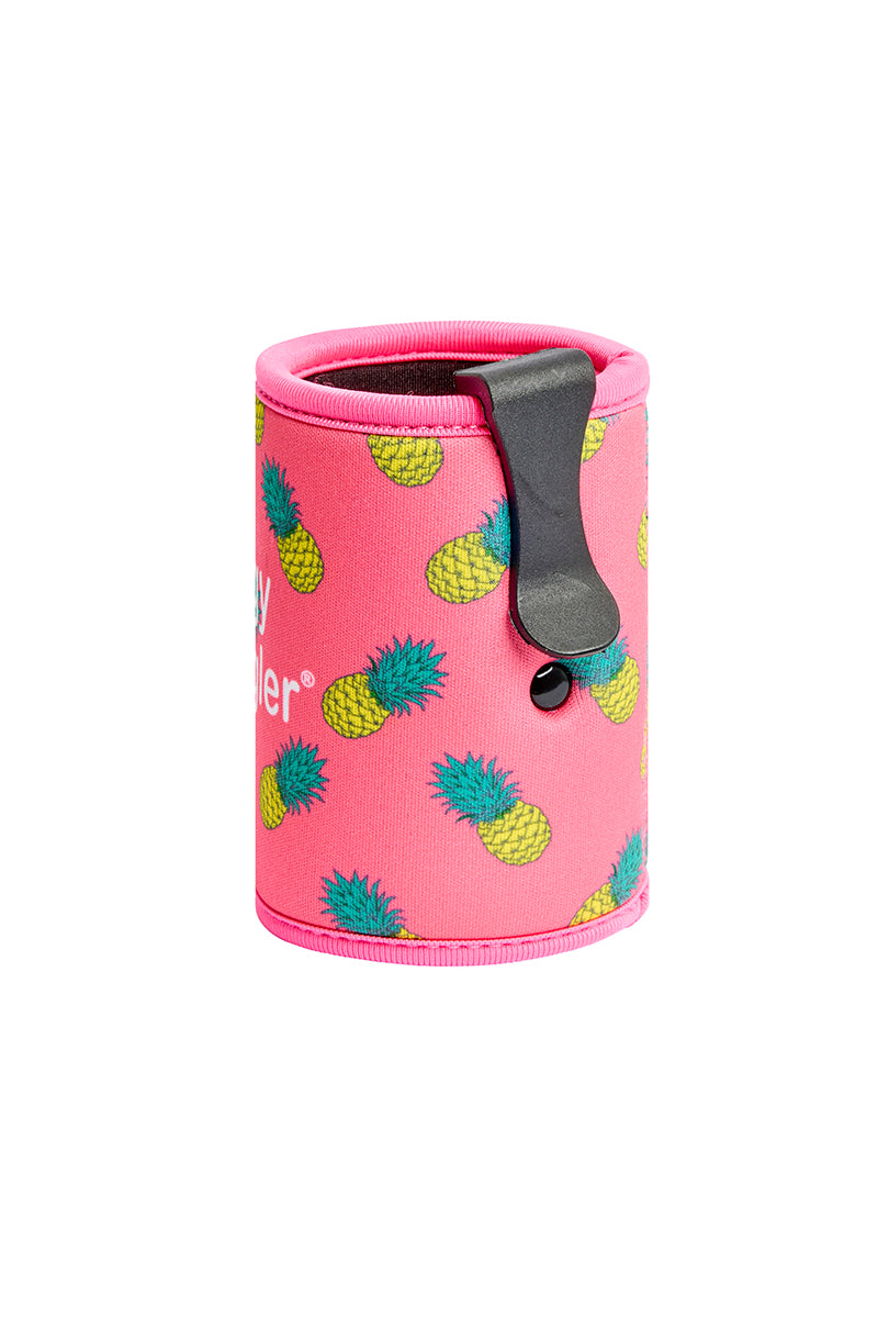 Stubby Holder in Pink Pineapples with Clip