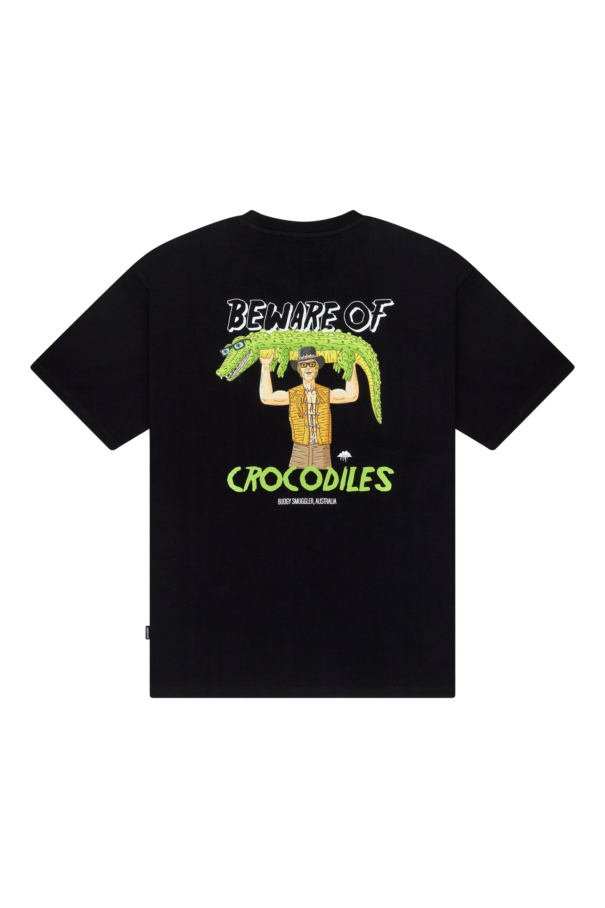 Heavyweight Black Tee in Crocodile